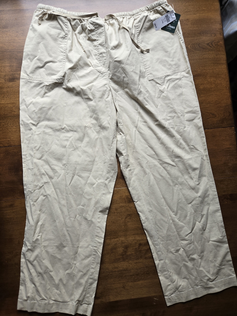 L.L. Bean Women's Wide-Leg Drawstring Pants - Cream